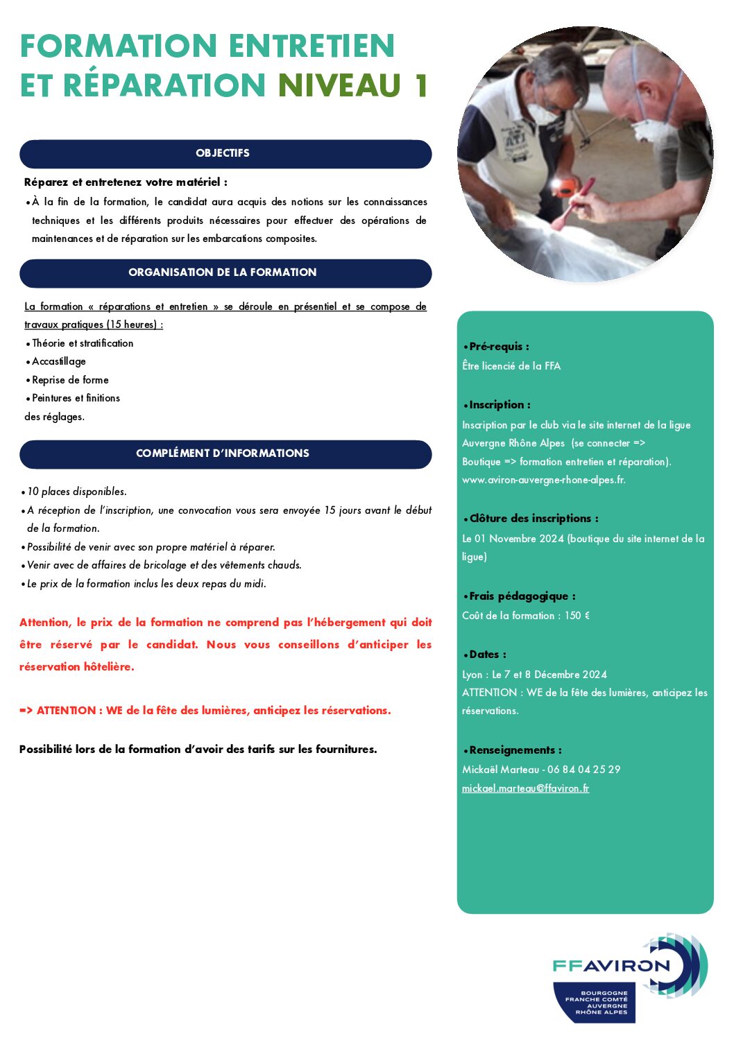 Formation r&eacute;paration materiel 2024 Niveau 1